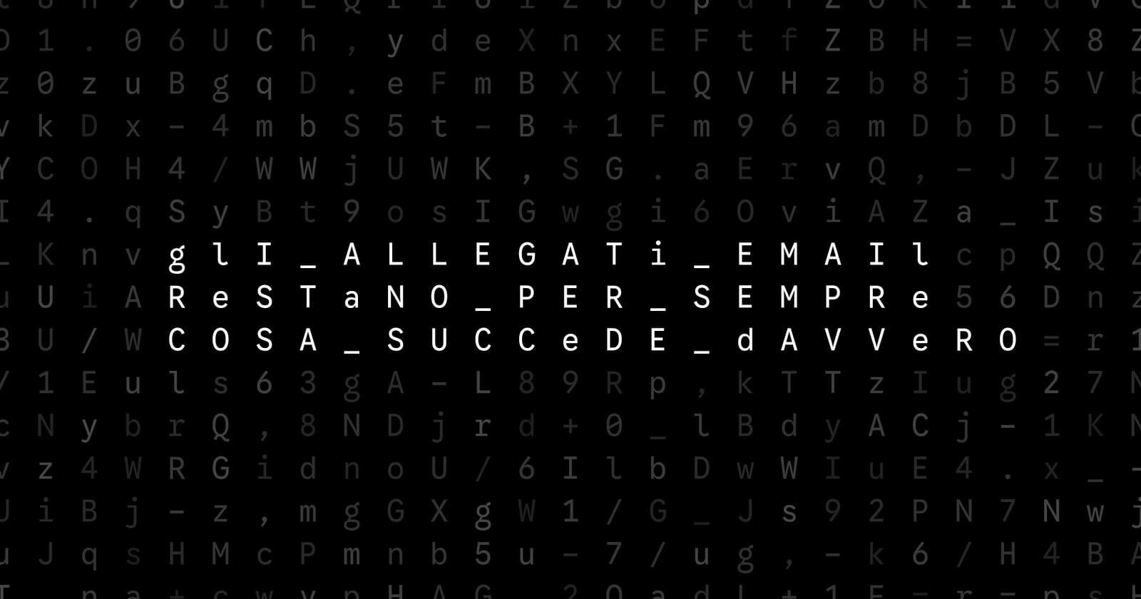 Oblivio editorial code matrix cover for Gli allegati email restano per sempre? Cosa succede davvero