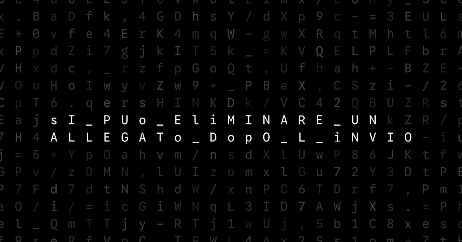 Oblivio editorial code matrix cover for Si può eliminare un allegato dopo l’invio?