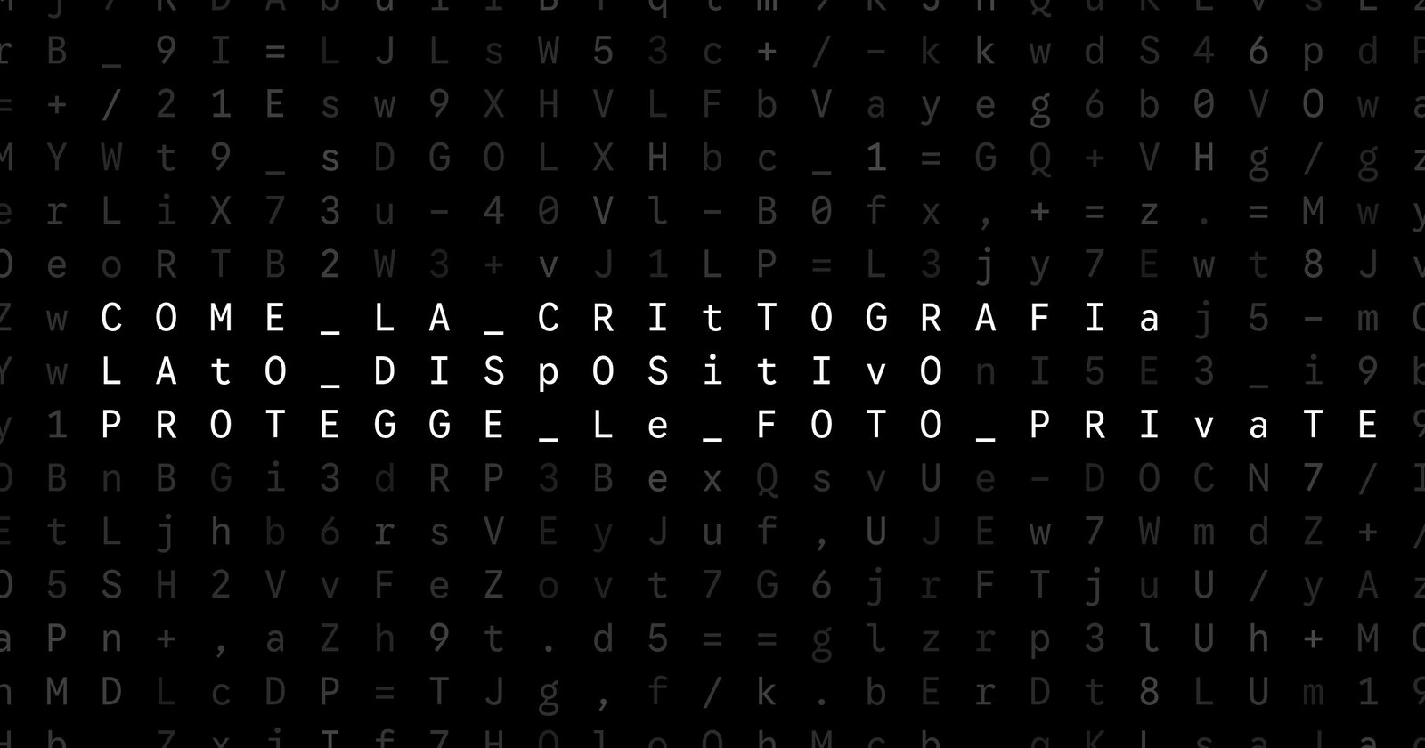 Oblivio editorial code matrix cover for Come la crittografia lato dispositivo protegge le foto private