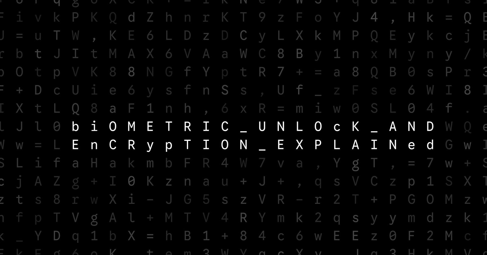 Oblivio editorial code matrix cover for Biometric Unlock and Encryption Explained