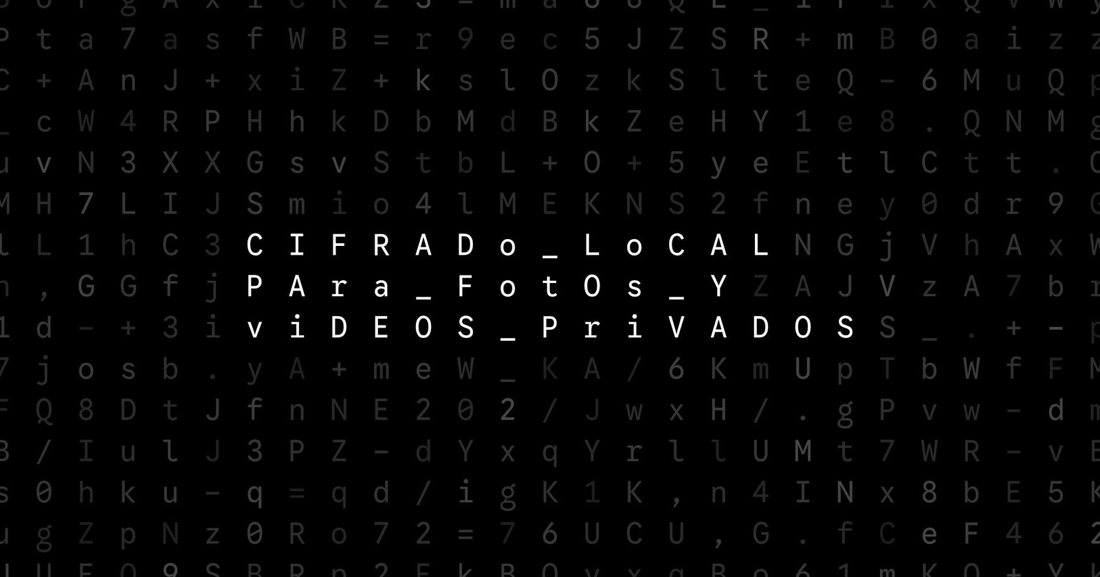 Oblivio editorial code matrix cover for Cifrado local para fotos y vídeos privados