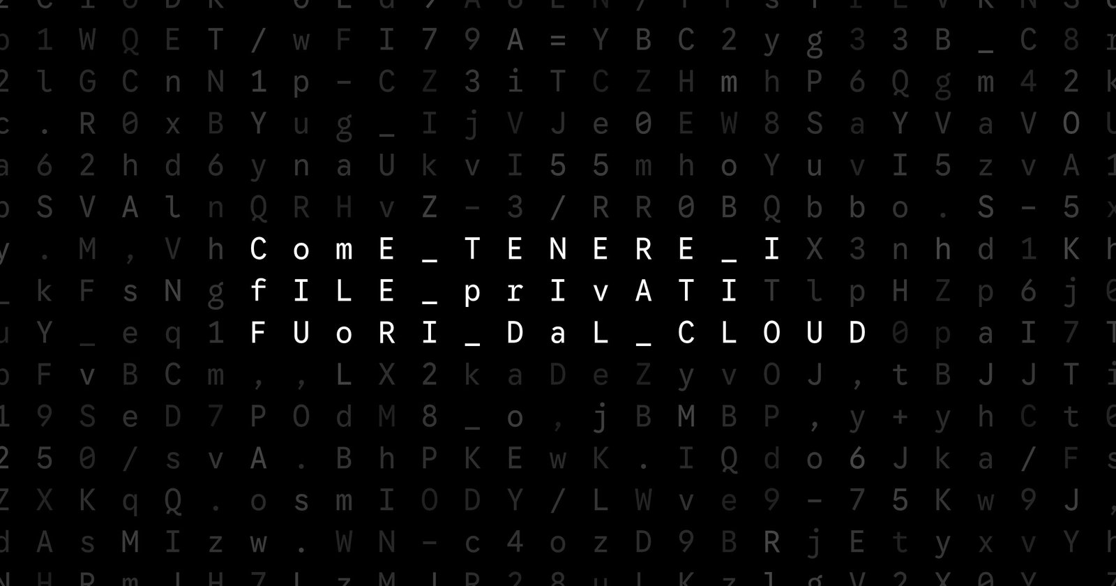 Oblivio editorial code matrix cover for Come tenere i file privati fuori dal cloud