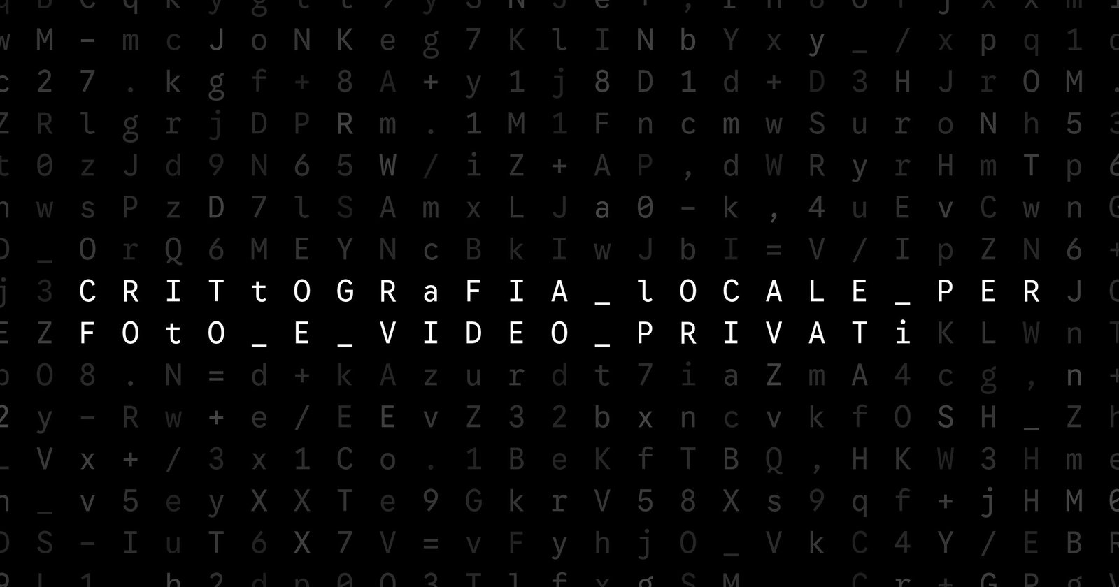 Oblivio editorial code matrix cover for Crittografia locale per foto e video privati
